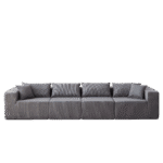 ⁦Corduroy L-Shaped Modular Sofa Set with Minimalist Design - Beige⁩ - الصورة ⁦58⁩