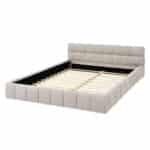 Chenille Upholstered Queen Platform Bed with Headboard - Beige - Image 7