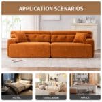 Chenille Fabric Reconfigurable Sectional Sofa with Wider Armrests and 2 Pillows - Amber Orange - Image 6