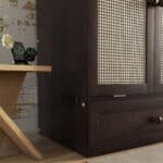 Pine Wood Murphy Bed with Rattan Decoration Panel - Espresso - Image 6