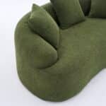 Chenille Curved Loveseat with 3 Pillows - Green - Image 10