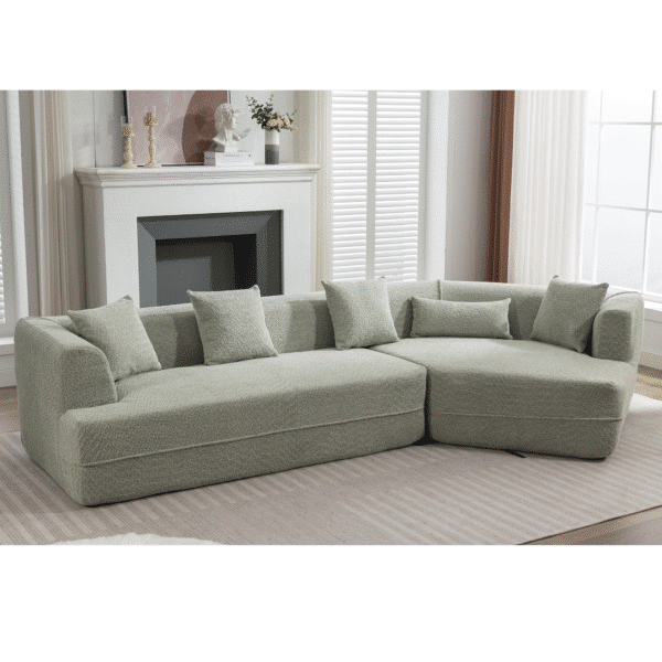 Boucle Fabric Modular Sofa with Combination Design and 3-Seater Capacity - Green