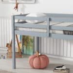 Grey Rubber Wooden Loft Bed - Space-Saving Twin Bed with Durable Strengthened Slats - Image 3