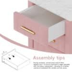 Velvet Upholstered Nightstand with 3 Drawers and Metal Legs - Pink - Image 3