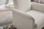 Linen Barrel Swivel Accent Chair with Solid Wood Base - Beige - Image 9