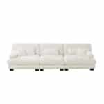 Chenille Modular Sectional Sofa with Round Bolster Armrests - White - Image 6