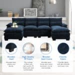 Chenille U-Shaped Modular Sofa with 4 Lumbar Pillows - Comfy Cloud Couch for 6 - Available in 5 Colors - Image 4