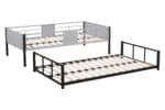Metal Twin Over Twin Bunk Bed with Full-Length Guardrail and Vent Board - Black with Grey - Image 8