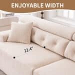 Chenille Fabric 4-Seater Compression Sofa with Wider Armrests and 2 Pillows - Apricot - Image 10