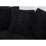 Corduroy L-Shaped Modular Sofa with Left Chaise Daybed and 8 Throw Pillows - Black - Image 10