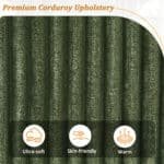 Corduroy Sofa Couch with USB Ports and Hidden Storage Arms - 4-Seater - Green - Image 4