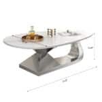 Faux Marble Coffee Table with Stainless Steel Base - Modern Design - Image 9