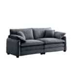 Grey Corduroy 2-Seater Sofa with 4 Pillows - Retro Style Deep Seating - Image 4