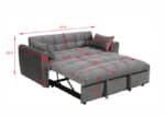 Velvet 3-in-1 Foldable Sofa Bed with Adjustable Back and Storage - Dark Grey - Image 10
