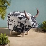 Black and White Cow-Shaped Ottoman with Whimsical Design - Modern Accent Stool - Image 5