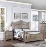 Antique Silver Traditional Bed Frame with Crafted Design - California King - Image 6