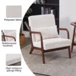 Upholstered Mid-Century Modern Accent Chair with Pillow - Beige - Image 5