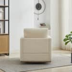 Wavy Chenille Square Swivel Accent Chair with 360-Degree Rotation - Beige - Image 4
