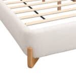Upholstered Boucle Bed with Solid Wood Feet - White - Image 4