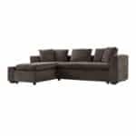 Chenille L-Shaped Sectional Sofa with Wooden Storage Compartment - Brown - Image 11