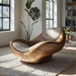 Solid Wood Modern Reclining Leisure Armchair with Adjustable Feature - Light Gray - Image 6