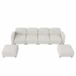 Teddy Velvet U-Shaped Modular Sofa with Ottoman - 6-Seater - Beige - Image 11