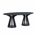 MDF Oval Dining Table with Sturdy Pedestal Base - Black - Image 2