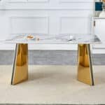 Cold Jade Slab Dining Table with Golden Stainless Steel Butterfly Legs - Elegant - Image 3