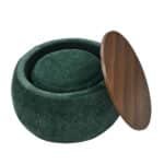 Green Round Storage Ottoman with Removable Top - Small Seat - Image 9