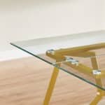Glass Rectangular Dining Table with Sturdy Metal Legs - Gold - Image 8