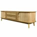 Rattan Media Console with Sliding Doors and Multifunctional Storage - Natural - Image 10