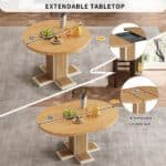 ⁦Solid Wood Oval Extendable Dining Table with Double Layer Design - Espresso⁩ - الصورة ⁦15⁩
