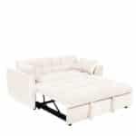 Velvet 3-in-1 Foldable Sofa Bed with Adjustable Back and Storage - Beige - Image 8