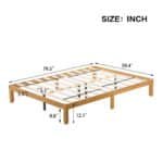 Solid Wood Platform Bed Frame with Slat Support - Queen Size - Natural Finish - Image 3