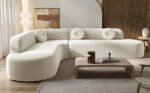 Chenille Curved Sectional Sofa with Tufted Cushions - Gray - Image 4