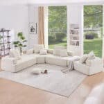 Boucle Fabric Modular U-Shaped Sofa with Versatile Configuration - 6-8 Seater - Cream