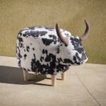Black and White Cow-Shaped Ottoman with Whimsical Design - Modern Accent Stool - Image 6