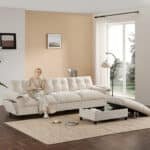 Chenille L-Shaped Sectional Sofa with Multifunctional Armrest and Movable Storage Ottoman - Available in 3 Colors