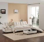 Chenille L-Shaped Sectional Sofa with Multifunctional Armrest and Movable Storage Ottoman - Available in 3 Colors