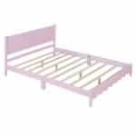 Wood Platform Bed with Rectangular Headboard - Retro Style - Pink - Image 4