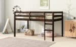 Espresso Rubber Wood Loft Bed – Space-Saving Twin with Strong Slats & Ladder - Image 6