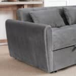 Velvet 3-in-1 Foldable Sofa Bed with Adjustable Back and Storage - Dark Grey - Image 4
