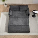 Corduroy Pull-Out Sofa Bed with Side Storage and USB Charging Ports - Gray - Image 6