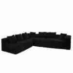 Striped Corduroy U-Shaped Sectional Sofa with Reversible Design - Black - Image 10