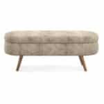 Fabric Oval Storage Ottoman with Rubber Wood Legs - Gray - Image 10