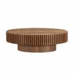 Walnut MDF Oval Coffee Table with Sturdy Pedestal - Compact - Image 3