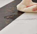 Marble Grain Rectangular Dining Table with Adjustable Legs for 8 People - White and Black - Image 7