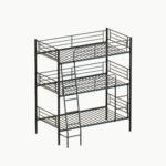 Black Metal Triple Bunk Bed with Disassembly Feature - Space-Saving Design - Image 2