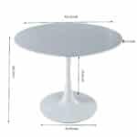 MDF Round Dining Table with Pedestal Base - Seats 4-6 - White - Image 10