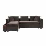 Chenille L-Shaped Sectional Sofa with Wooden Storage Compartment - Brown - Image 10